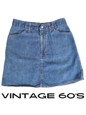 Vintage 1960's LEVIS "LEVIS FOR GALS" White Tab "Big E" Denim Jean Skirt Women's